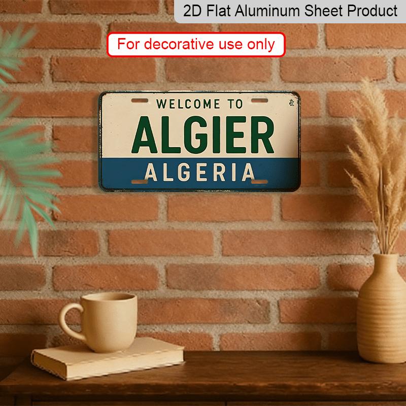 2D Flat 1pc, Algiers Harbor Scene Metal Sign, for Decorationg Only, Outdoor Wall Art (11.8" * 5.9"), Vintage Aluminum Sign, Perfect for Living Room