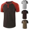 Men  Spring Summer Casual Slim Patchwork Short Sleeve T Shirt Top Blouse