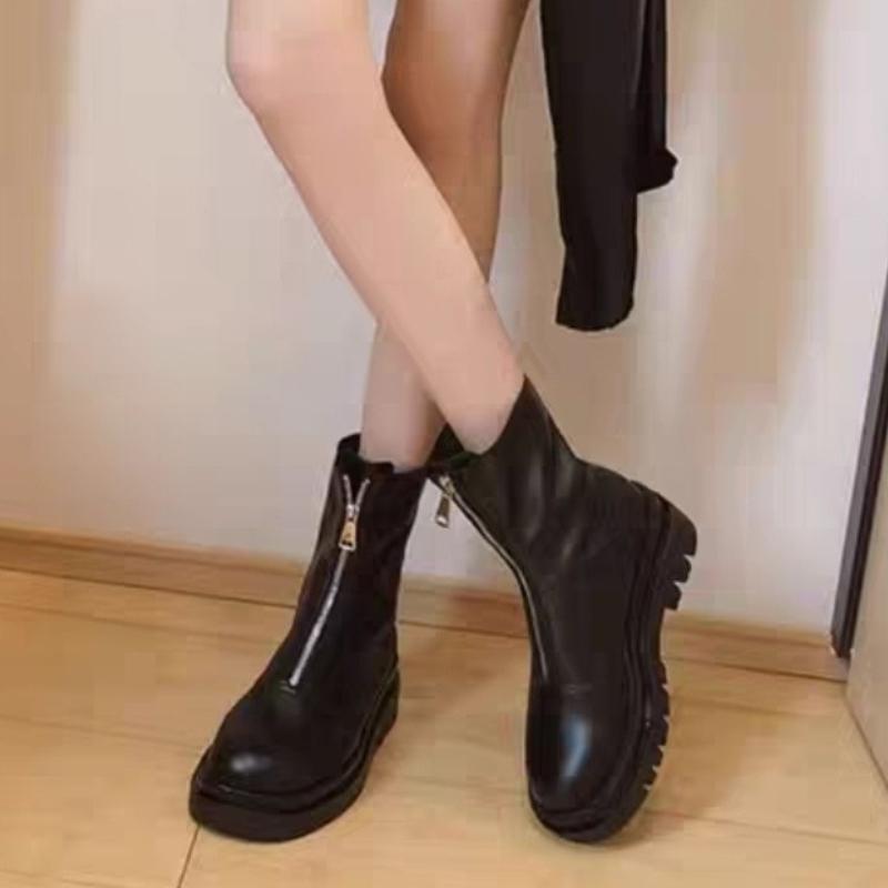 Брендовая женская обувь 2024 года, новые женские ботинки на платформе с круглым носком, зимняя мода, панк-молния, мотоциклетные ботинки, женские, Zapatos De Mujer