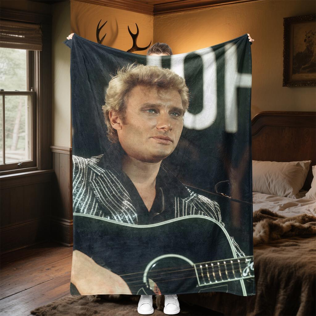 1pc Johnny Hallyday guitar performance blanket, al season lightweigh Poster blanket home office outdoor nap multifunc Poster blanketional blanket