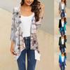Women's Floral Print Irregular 3/4 Length Sleeve  Cardigan Jacket With Pockets Casual Cover Up