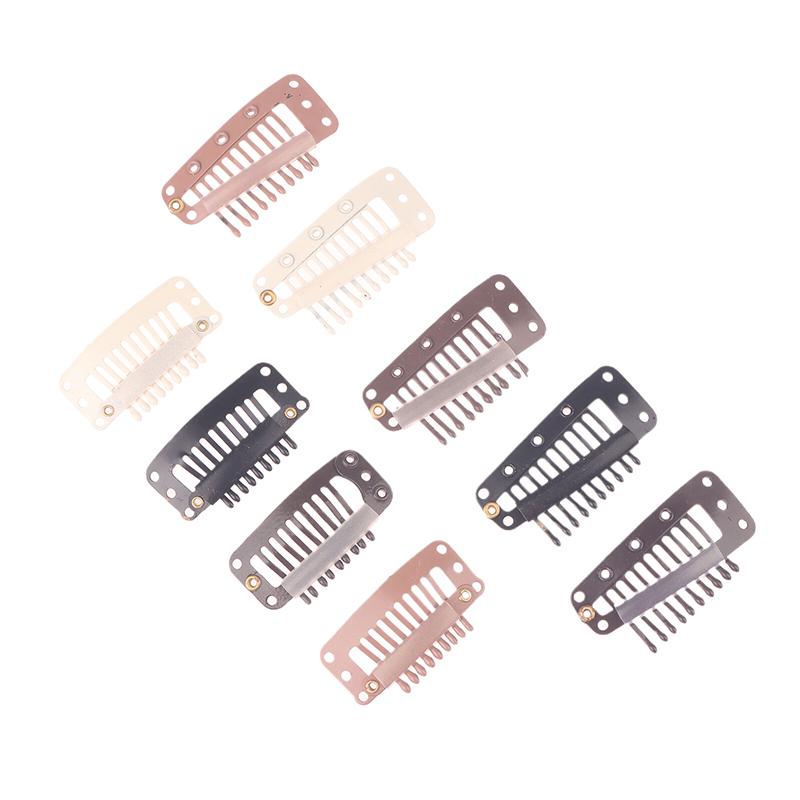 10 шт. Защелкивающиеся клипсы для париков с 9/10 зубцами, Портативные металлические защелкивающиеся заколки для волос для аксессуаров для наращивания волос, Инструмент10 шт. Клипсы для наращивания волос