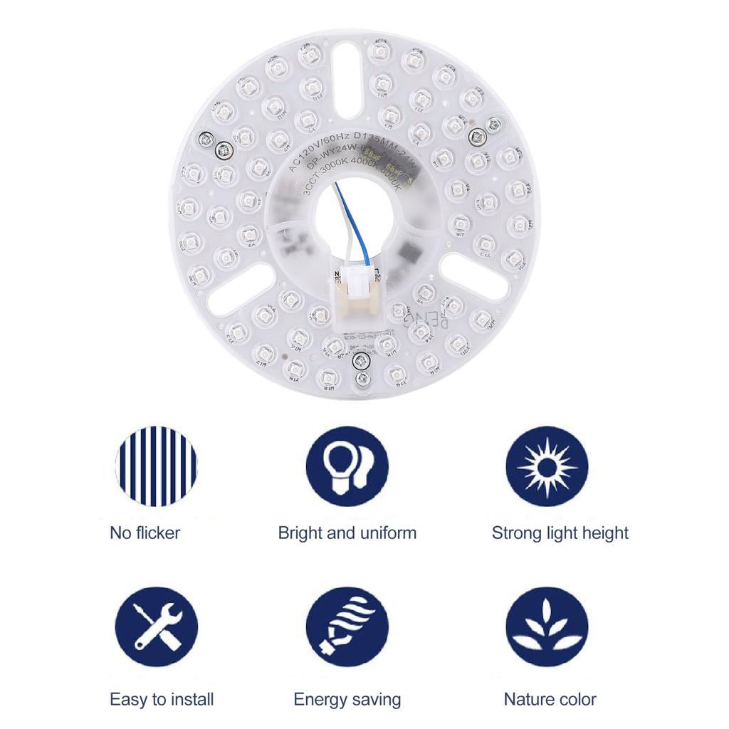 Светодиодная лампа для потолочного вентилятора 5,3 дюйма, 24 Вт, 3CCT, диммируемая, магнитная светодиодная панель для вентилятора, ретрофит, лампа с функцией памяти