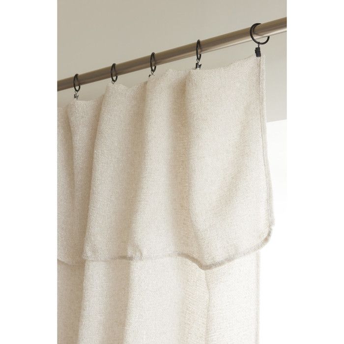 Lot de 2 voilages ajustables + 8 anneaux pince 140 x 270 cm Polyester effet chambray "Dua" Le fil d'Ariane - 2x140x270 - Dua Sable