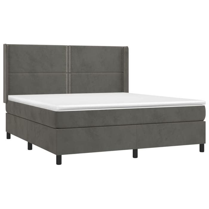 Maison Exclusive - Sommier à lattes de lit et matelas Gris foncé 180x200cm Velours