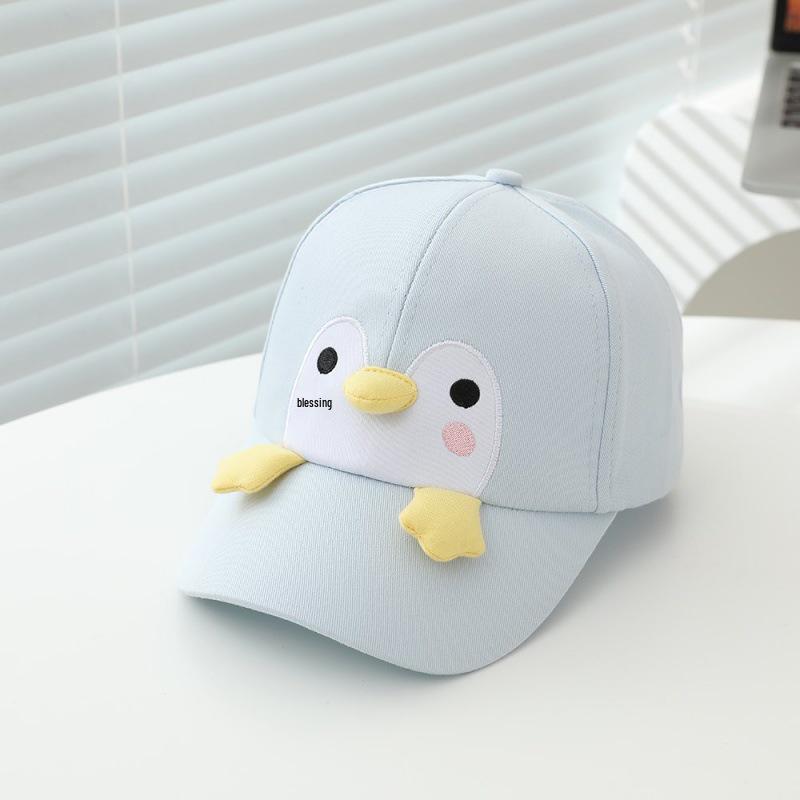 Kids' Spring Penguin Baseball Cap - Cartoon Duckbill, Wide Brim, Windproof, Sun Protection Hat for Boys and Girls