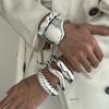 Fashion Irregular Cuff Polished Pleated Bracelet Set Light Luxury Style Commuter Party Forwoman