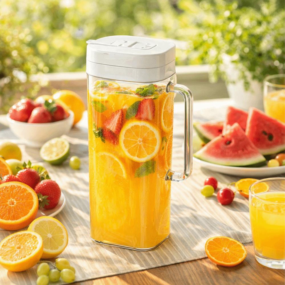 Flip Cover Refrigerator Water Pitcher Transparent Heat-resistant Cold Water Kettle 2000ML Large Capacity Water Jug Restaurant