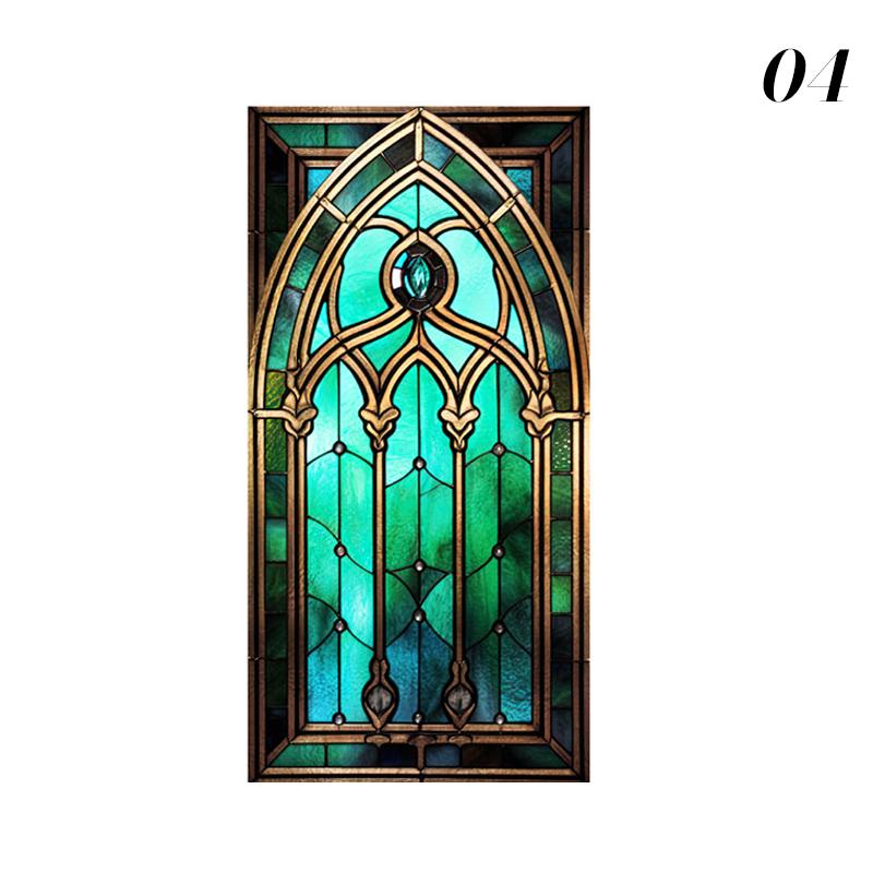 Ретро Арт-стекло Пленка Европейский стиль Витраж Церковное искусство Приватность Окна Наклейки Непрозрачный Отель Клуб Веранда Окно Декор Пленка