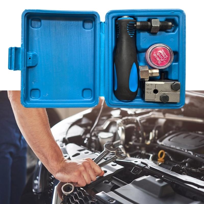 Набор инструментов для автомобильных тормозных трубок 3/16 дюйма 4,75 мм Ручной инструмент для развальцовки трубок Устройство для развальцовки тормозных трубок автомобиля Инструмент для двойной развальцовки