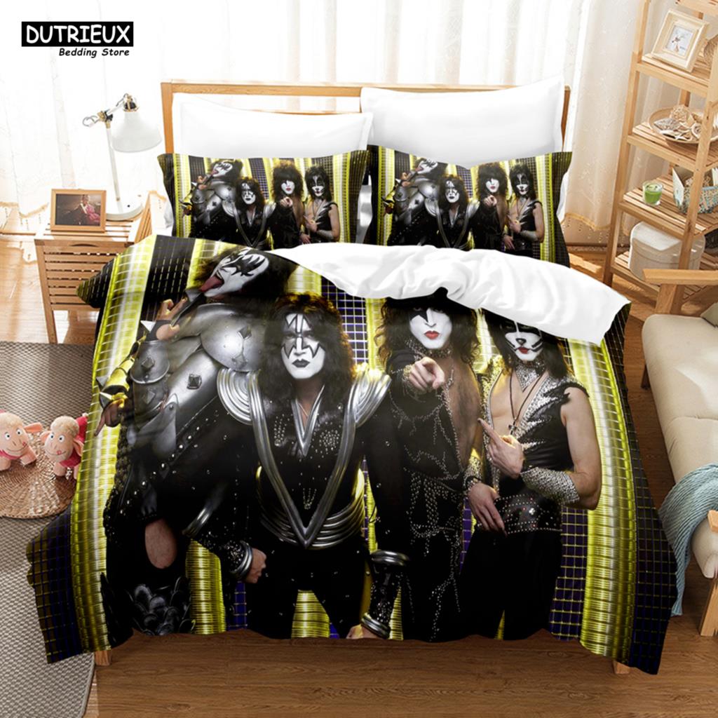 Kiss Band Bedding Set Single Rock Band Duvet Cover Double Queen King Twin Size For Boys Adults Soft Duvet Cover Set Gift