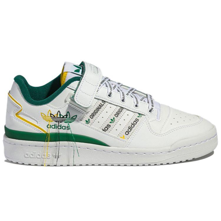 Adidas Оригинальные кроссовки Originals Forum Low на липучках с низким верхом для скейтбординга, унисекс, белые/зеленые, GX3001