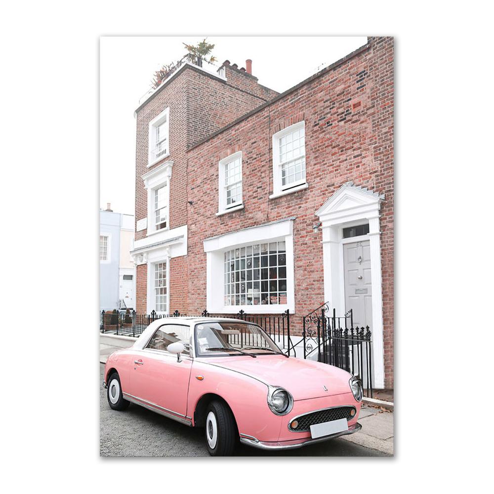 Розовый цветок холст картина настенный постер и принты ретро автомобиль велосипед Парижская башня вид настенные художественные фотографии для декора гостиной