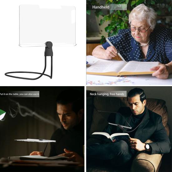 Подвесная лупа на шею, увеличительное стекло без помощи рук с гибкой шеей, большая область просмотра, легкая портативная лупа для чтения для пожилых людей