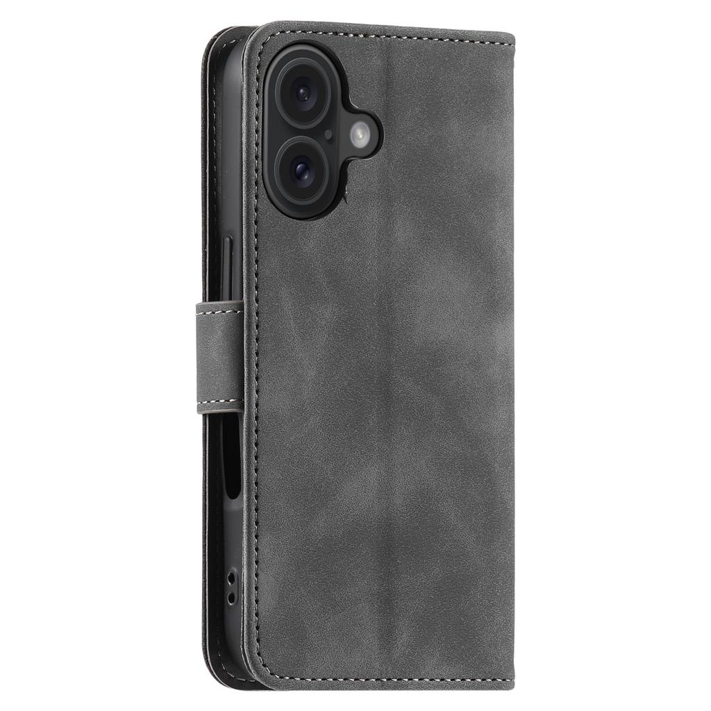 For iPhone 16 Plus Case Splicing Stitching Leather Wallet Phone Cover