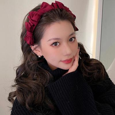 Haimeikang Двойной бант Повязка на голову Корейская мода Обруч для волос Повязки Женский Черный Головной убор Свадьба Фестиваль Безель Аксессуары для волос
