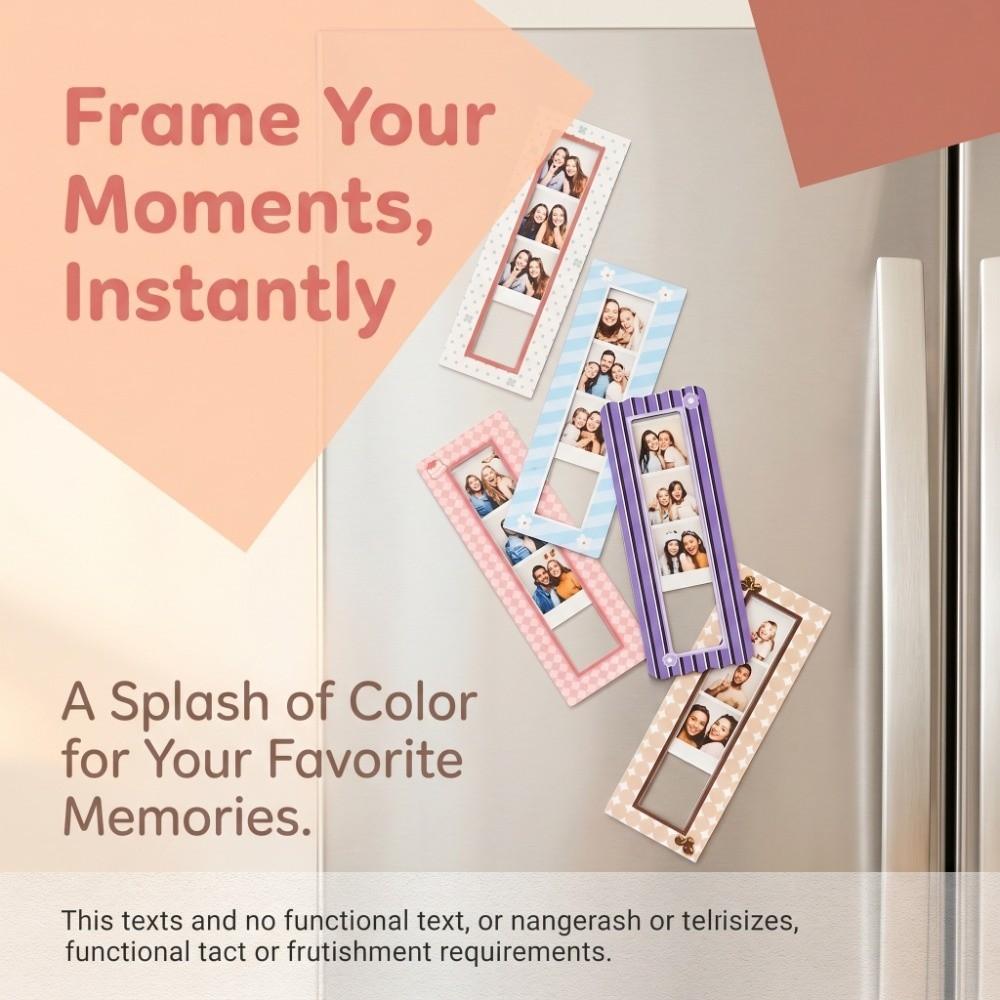 Colorful Fridge Magnet Photo Frames DIY Photo Holders Magnetic Photo Frame Set Refrigerator Decor