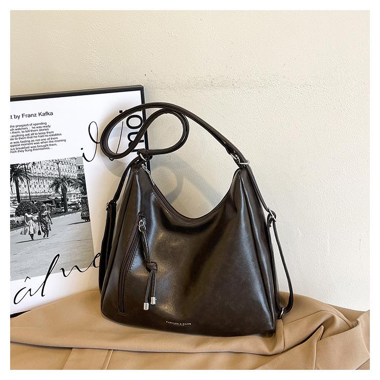 Женская весенняя ретро-сумка-тоут 2025: Простая вместительная сумка через плечо в корейском стиле