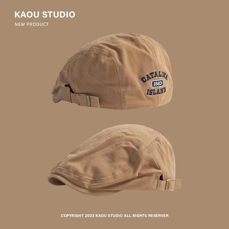 Трендовый ретро вышитый берет: Универсальная кепка газетчика с козырьком