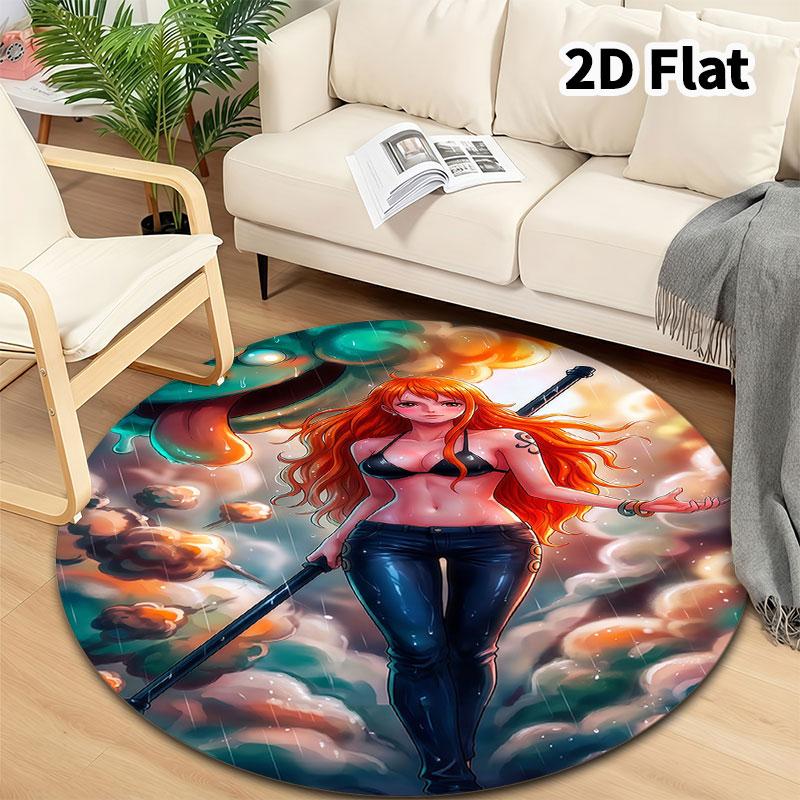One Piece Round Area Rug Carpet Rug For Living Room Bedroom Sofa Playroom Decor Nonslip Floor Mat