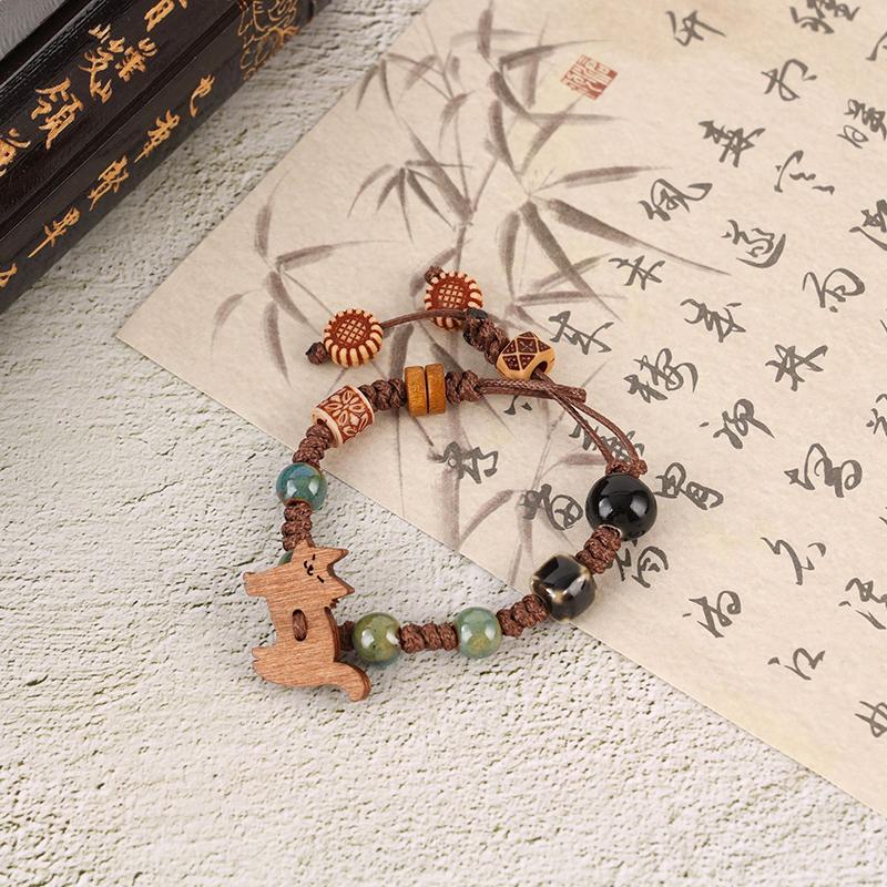 Милый мультяшный плетеный керамический браслет ручной работы для женщин и девочек, универсальный персонализированный керамический браслет с бусинами, регулируемый, подарки