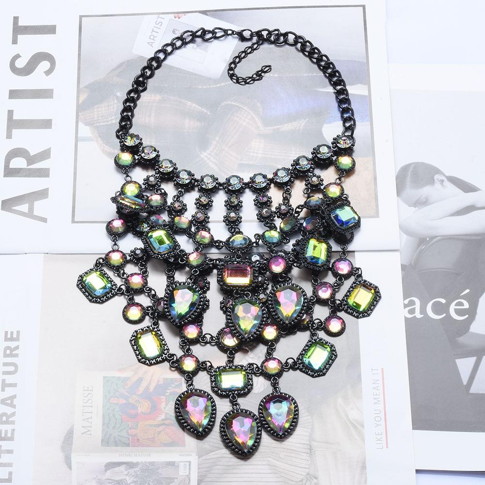 Diy Creative Exaggerated Necklace Vintage Multi-Layer Palace Style Necklace Alloy Inlaid With Gemstones Body Chain Female