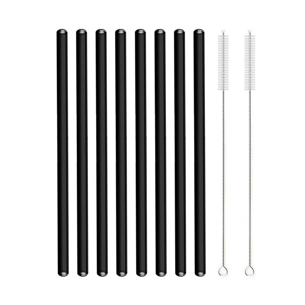200*8 мм многоразовый стеклянный набор соломинок из боросиликатного стекла для коктейлей соломка здоровая экологически чистая питьевая соломинка с прозрачной кисточкой
