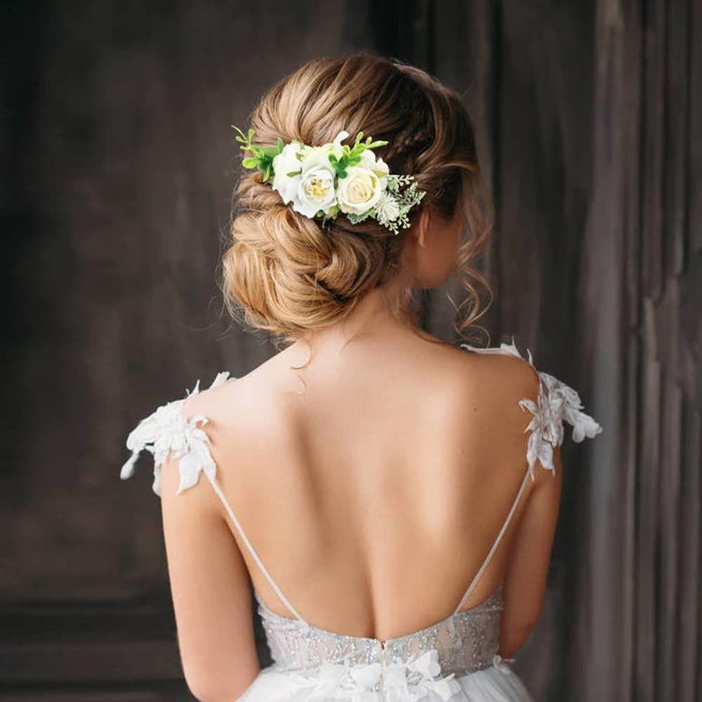 Расческа с цветком и листьями, расческа для волос, свадебные хрустальные украшения для волос, свадебные аксессуары для волос