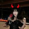 Red LED Light LED Headband Bull Horns Devil Hair Hoop Durable Party Headwear  Cosplay Costume