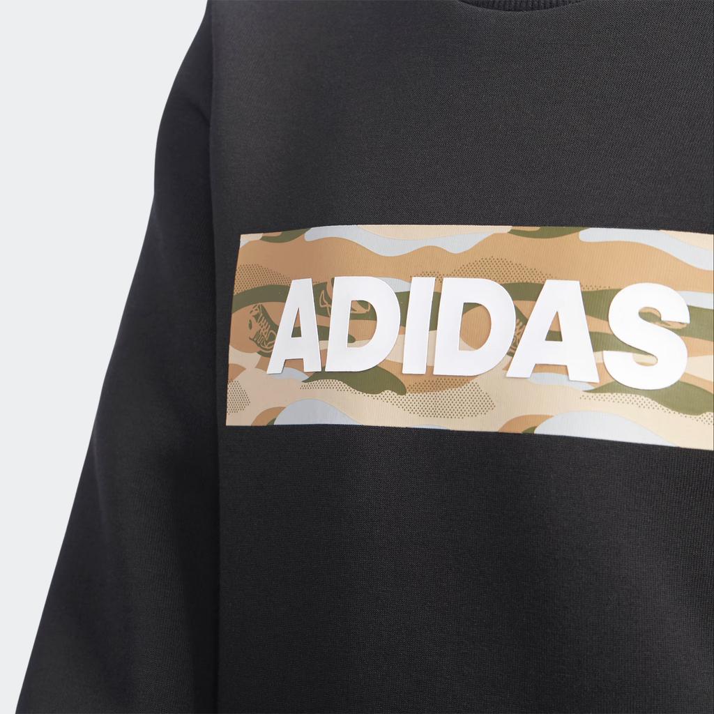 adidas Толстовка Серия Спортивный Стиль Жизни Удобная Теплая С круглым вырезом Детские топы Черный DY9230