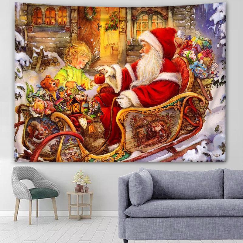 Рождественский фон, ткань, подвесная ткань, прикроватный гобелен для девочек, настенная ткань для общежития, подвесная картина