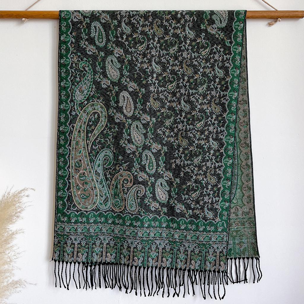 Scarf Women's Outer with Ethnic Style Imitation Cashmere Shawl Desert Seaside Travel Warm Cashew Flower Scarf Thin