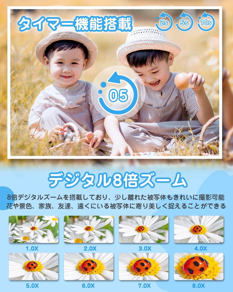 Toy Camera for Boys and Birthday Gift for Ages and 1080P USB Continuous LCD 8x Timer Easy Japanese Instruction Manual Astronaut Style Kids' Camera,