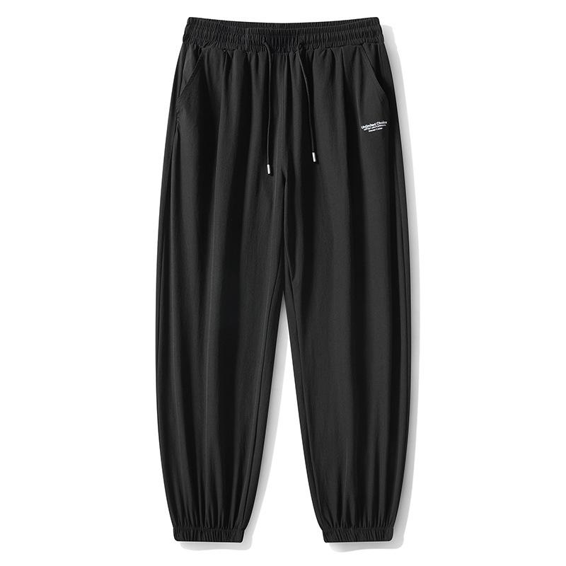 Dm спортивные брюки мужские черные большие размеры прямые свободные повседневные брюки большие размеры завязывающиеся на щиколотке брюки