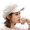 Ladies Beret Short Brim Plush Retro Dome Solid Color Headpiece Lightweight English Style Octagonal Cap Peaked Cap for Shopping Travel Dating