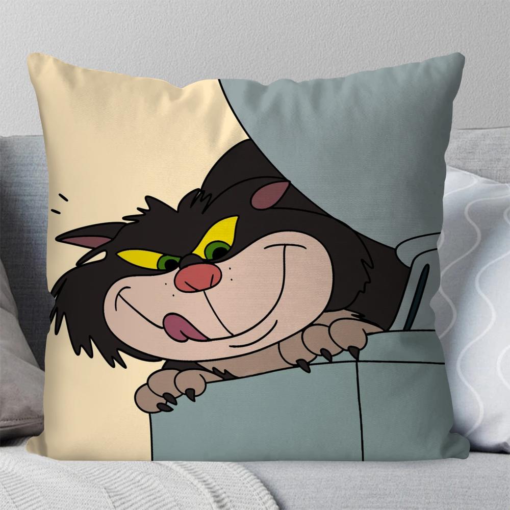 Мультяшная Милая Наволочка для Подушки с Котом Люцифером Квадратная Подушка Спальня Диван Отдых Комфортная Подушка Автомобиль Гостиная Домашнее Украшение 40X40