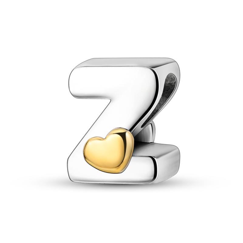 Посеребренные DIY Алфавитные подвески бусины LOVE Сердце Буква Подарочные Подвески Подходит Оригинальный Браслет Браслет Ювелирные Изделия Маркировка