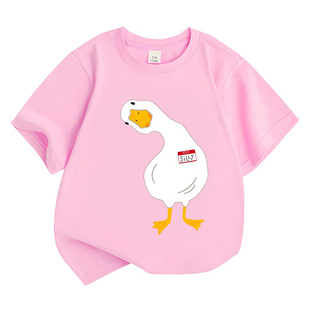 Смешная мультяшная утка Кряква Принт Детская футболка Летняя Повседневная Утка Детская футболка Мягкий хлопок Мальчики Девочки Короткий рукав Футболка