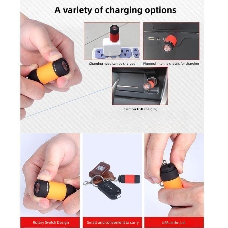 Светодиодный микрокарманный фонарик Портативный USB перезаряжаемый фонарик-брелок Водонепроницаемый Домашний Уличный Походный Кемпинговый Фонарик
