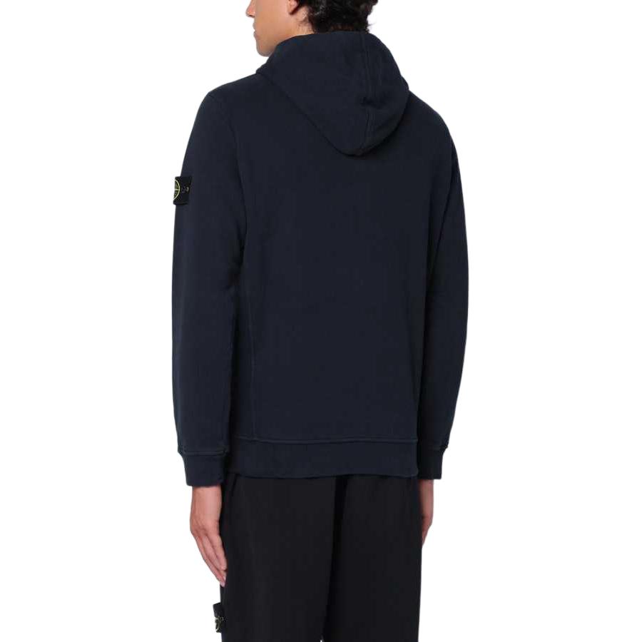 STONE ISLAND FW24 Однотонный пуловер с капюшоном на кулиске и принтом логотипа, свитер с длинным рукавом, мужской свитер, темно-синий 811560820-V0020