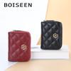 Women's Embroidered Plaid Zipper Coin Purse Cute Multi-card Slots Card Holder Small Wallet Pu Leather Short Purse