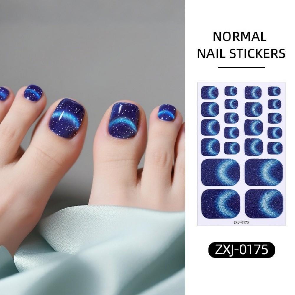 6Sheets Colorful Foot Nail Stickers Shimmering Glitter DIY Nail Art Supplies Vacation
