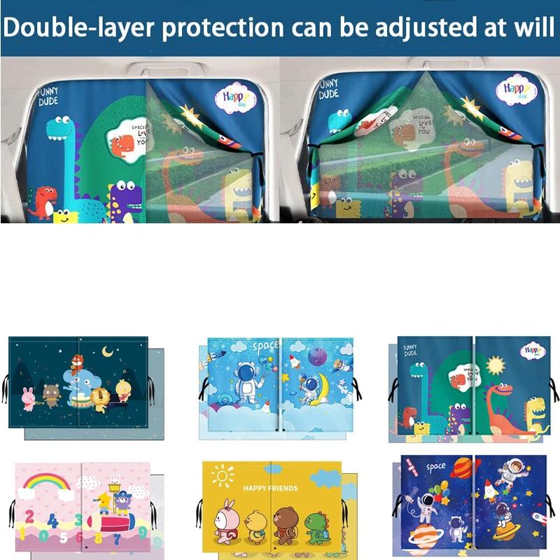 New 2 Layers Car Side Window Visor Telescopic Magnetic Car Window Shades Mosquito Net Sun Cover Uv Protection for Kids Baby