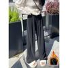Petite Women's High-Waisted Velvet Pants: Thick, Glutinous Rice Texture, Casual, Slimming, Loose, Straight & Wide Leg, Floor-Length for Autumn/Winter.