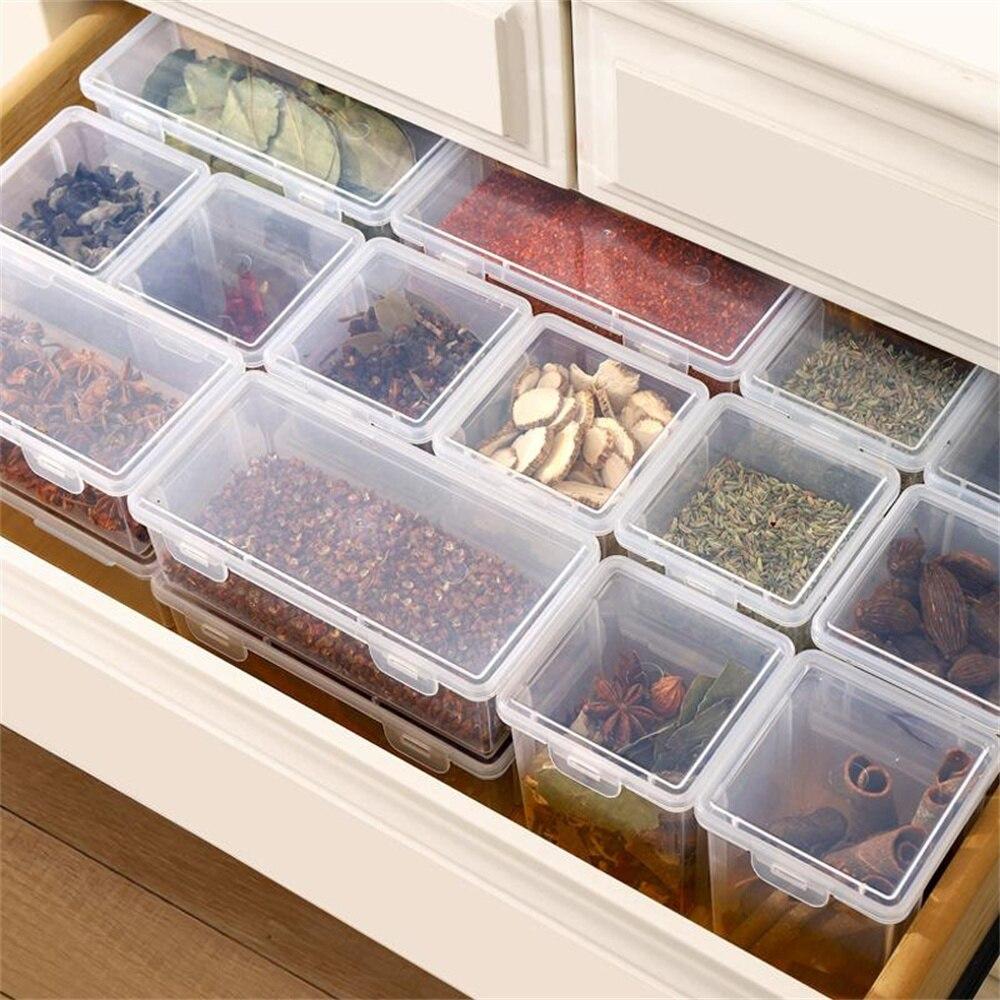 3-piece Sealed Storage Tank Spice Box Transparent Plastic Box Grain Storage Box Household Seasoning Box Storage