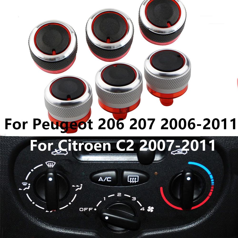 Aluminum Alloy Car Air Conditioning Knob Heat Control Switch Button Knob for Peugeot 206 207 2006-2011 for Citroen C2 2007-2011