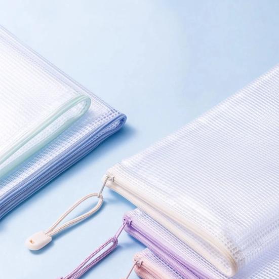 5 Pcs Mesh Zipper Bag A4 Letter Size Document Pouch Clear Plastic