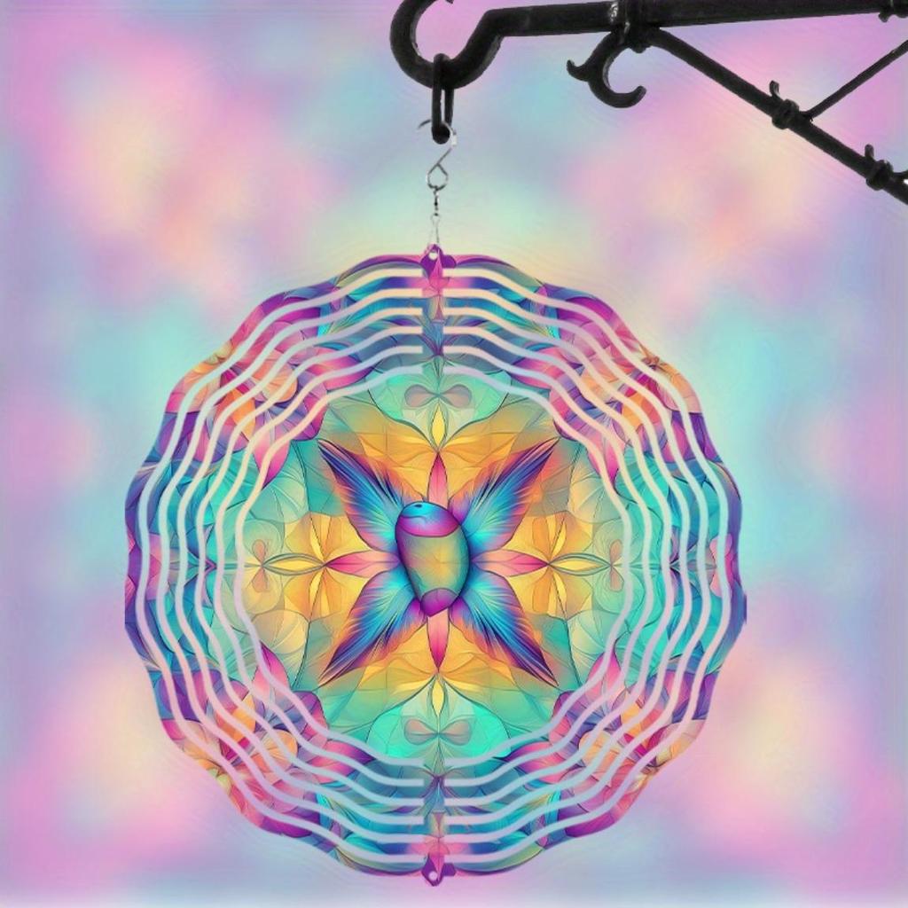 10 Inch Colorful Rotating Metal Wind Chime Outdoor Garden Decor for Patio Lawn Courtyard with 360 Degree Hanging Hook All Season Use