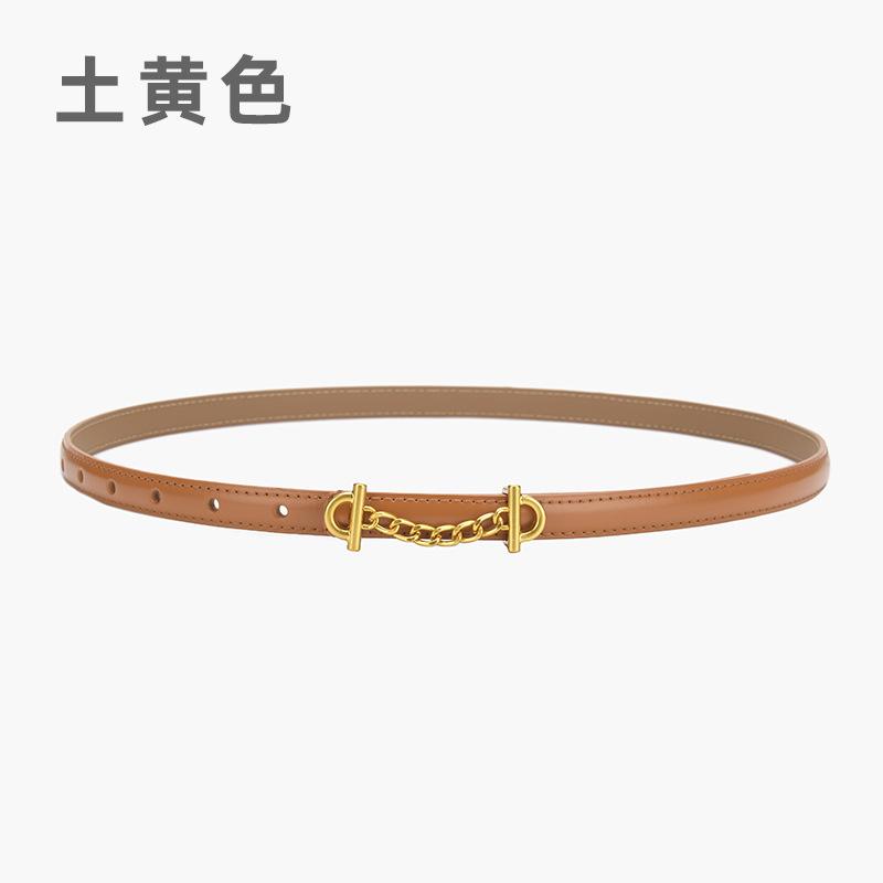 Retro Chain Smooth Buckle Belt For Women, Simple Style Jeans Belt For Women