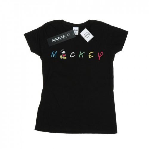 Disney Womens/Ladies Mickey Mouse Wording Logo Cotton T-Shirt